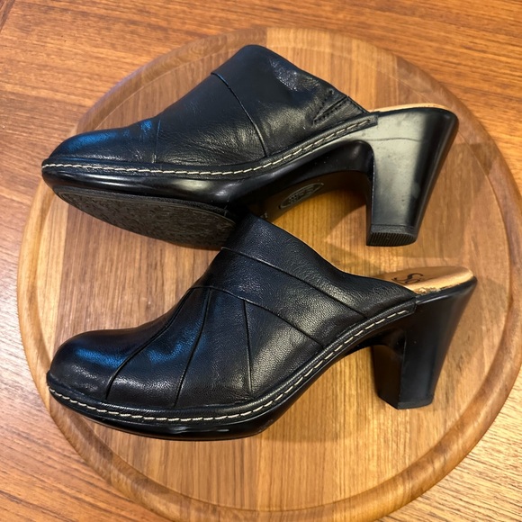 Sofft Madrid Black Leather Heeled Mules Size 7 Comfortable Classic Slip-On Shoes - Picture 6 of 16